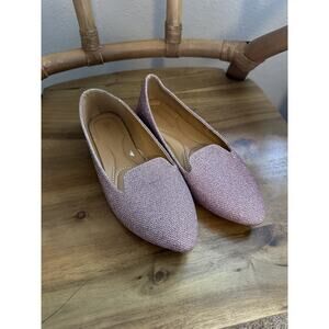 Rampage pink glitter sparkly slip on work flats with pointy tip size 8